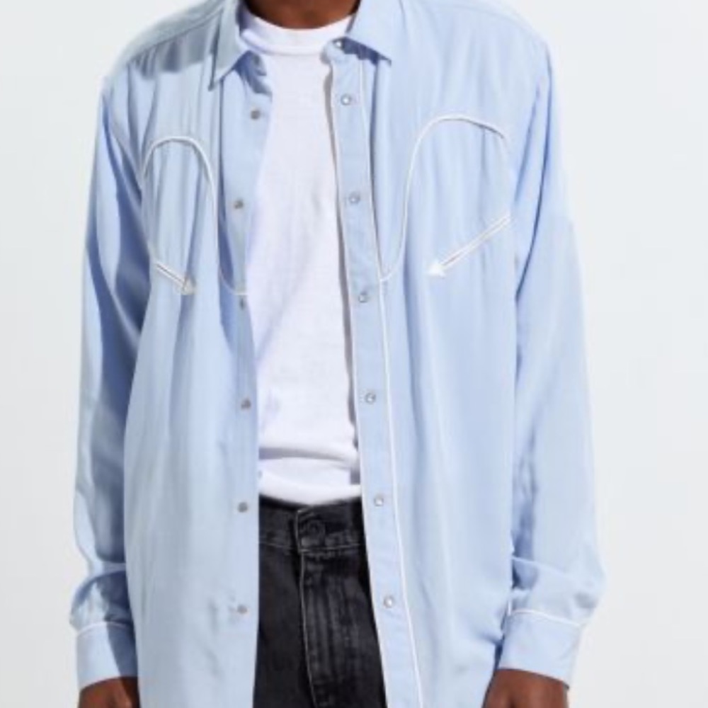 Western Rayon Button-Down Shirt